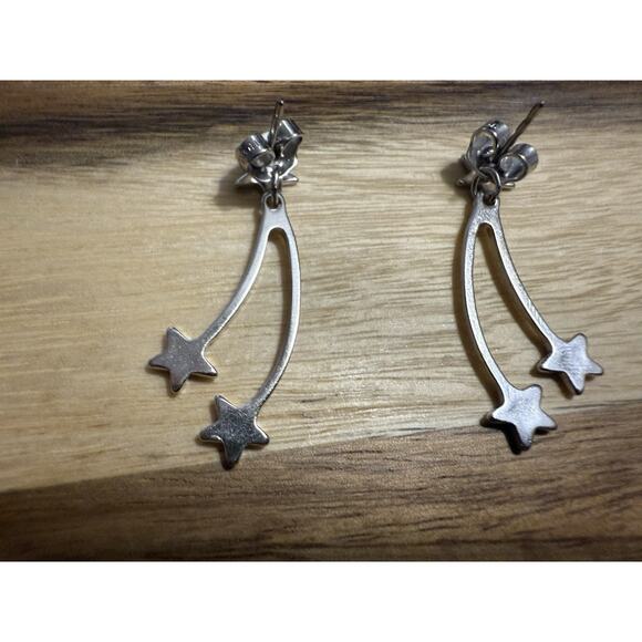Dangle Vintage Avon Shooting Star Earrings W/ Ring Silver Tone Metal Set - Picture 3 of 11